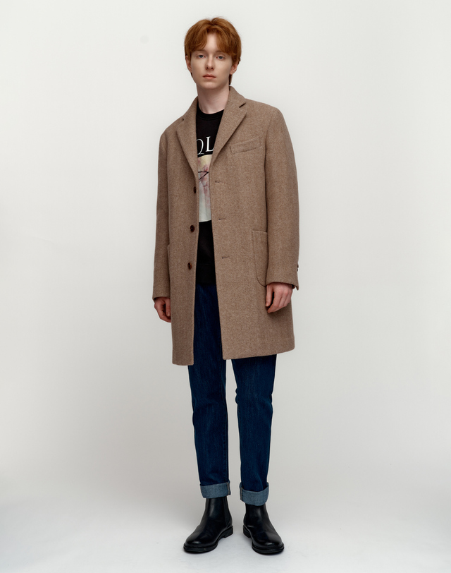소루 [Solew] Cashmere Blended Herringbone 3-Button_Light Brown 착용컷