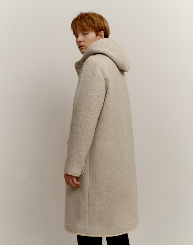 소루 [Solew] Premium Cashmere Blended Hooded Coat_Ivory 아이보리 착용컷