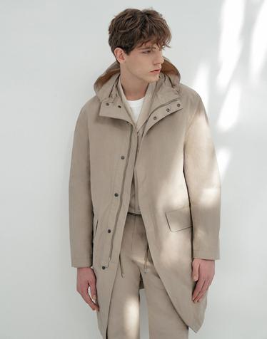 [Solew] Loose-fit Hooded Coat_Beige/Khaki (루즈핏 후드코트_베이지/카키)