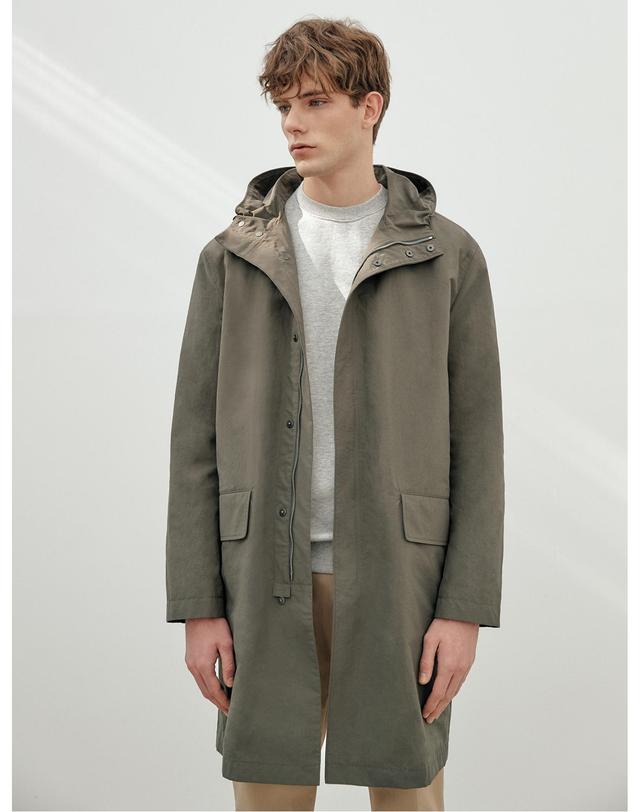 소루 [Solew] Loose-fit Hooded Coat_Beige/Khaki (루즈핏 후드코트_베이지/카키) 착용컷