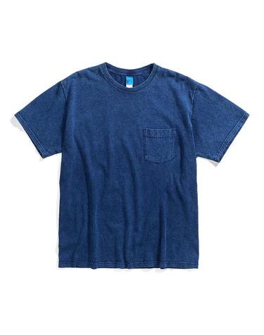 굿온 인디고 다잉 포켓 반팔 티셔츠 - 인디고