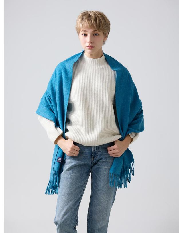 아브라함 문 아브라함문 아브라함문 메리노울 숄 70cm - 오션 블루 착용컷
