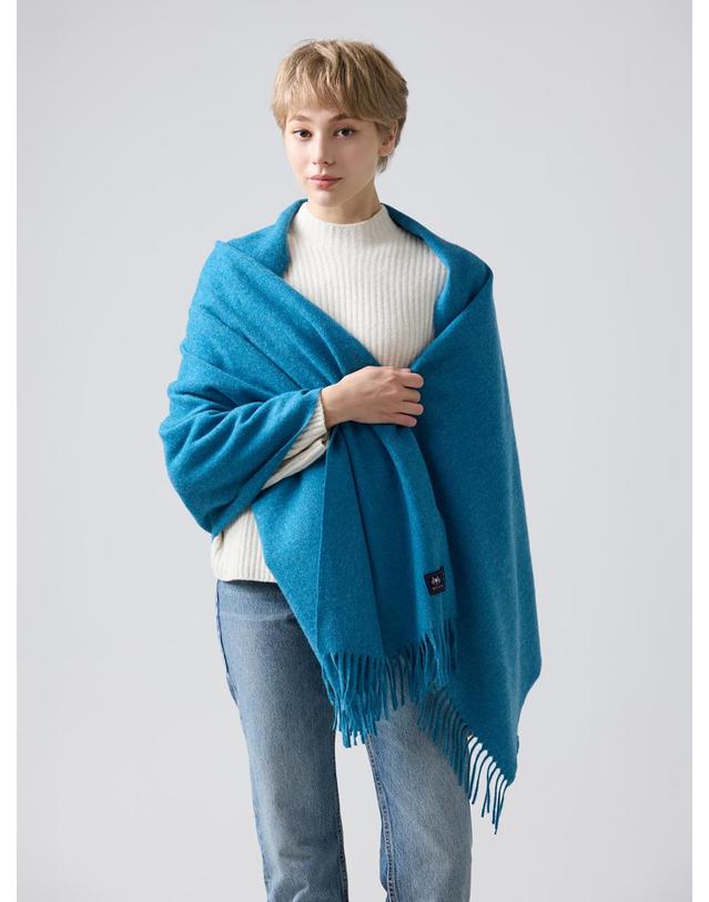 아브라함 문 아브라함문 아브라함문 메리노울 숄 70cm - 오션 블루 착용컷
