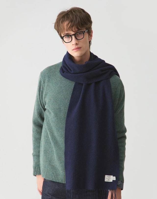 아브라함 문 아브라함문 메리노울 캐시미어 머플러 35cm - 네이비 착용컷