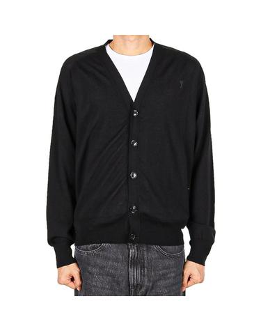 아미 26SS 남성 하트로고 가디건 블랙 HKC384 KN0039 0180