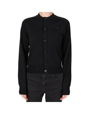 아미 26SS 여성 하트로고 울 가디건 블랙 FKC386 KN0039 0180
