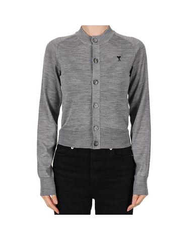 아미 26SS 여성 하트로고 울 가디건 헤더그레이 FKC386 KN0039 0504