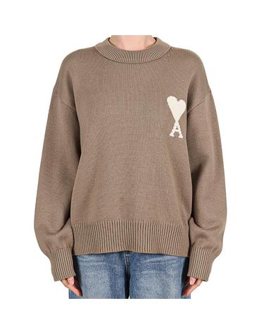 아미 26SS 공용 빅 하트로고 울 니트 베이지토프 UKS859 KN0156 A117