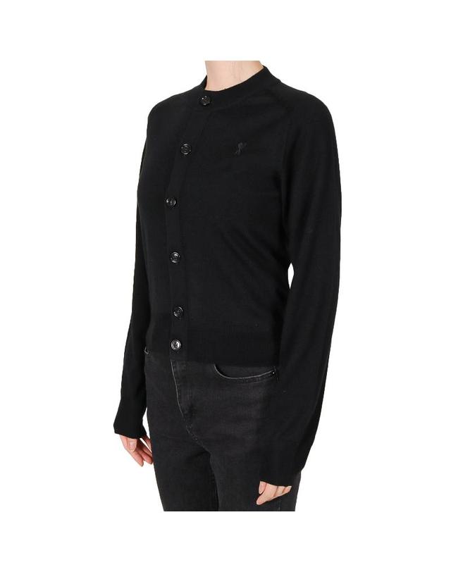 아미 아미 26SS 여성 하트로고 울 가디건 블랙 FKC386 KN0039 0180 착용컷