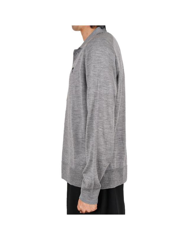아미 아미 26SS 남성 하트로고 카라 울 가디건 헤더그레이 HKC385 KN0039 0504 착용컷