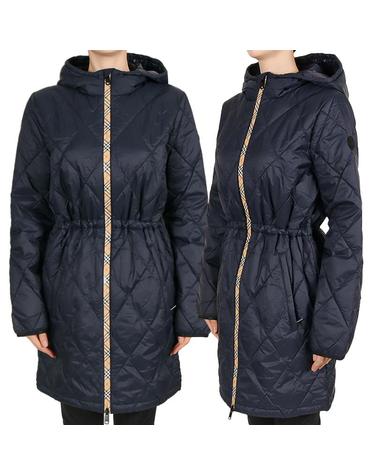 버버리 26FW 여성 체크 테이프 퀄팅 후드 자켓 네이비 성인사이즈 8126238 A1222 12-14Y