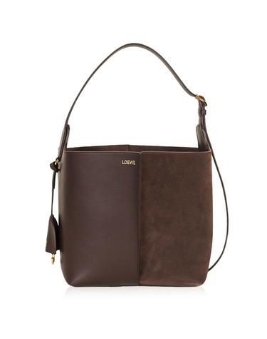 로에베 26FW 여성 빌바오 소프트 카프스킨 스웨이드 버킷백 다크체스트넛 A418WRPX01 0018