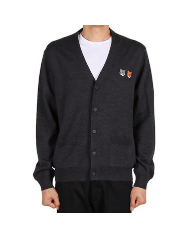 메종키츠네 26SS 남성 더블 폭스헤드 레귤러 울 가디건 앤트러사이트 OM051CFKT1181 P190
