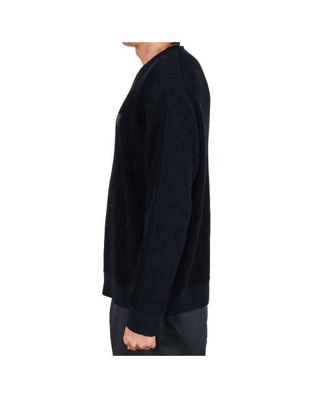 메종 키츠네 메종키츠네 메종키츠네 26SS 남성 폭스 헤드 코튼 리브드 니트 클래식네이비 QM00806KT1189 0413 착용컷