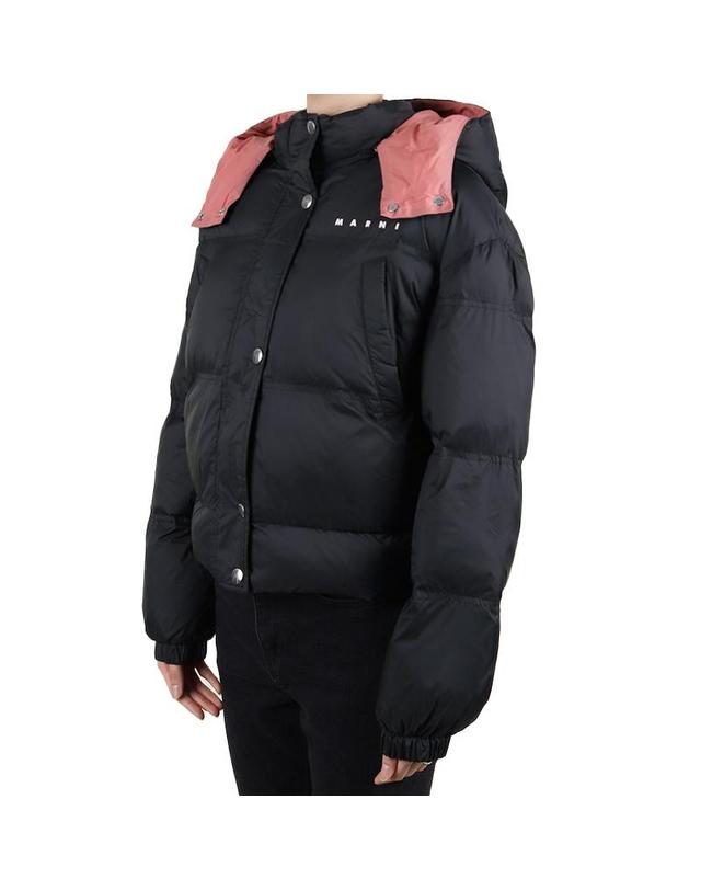 마르니 마르니 여성 로고 후드 패딩 블랙 성인사이즈 M01538 M00LY 0M900 12-14Y 착용컷