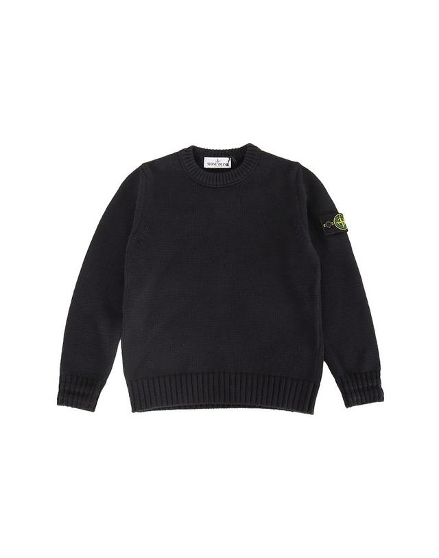 스톤아일랜드 스톤아일랜드 26FW 키즈 와펜 패치 코튼 니트 블랙 L2S165100019 S01A2 V0029 6-8Y 착용컷