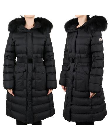 몽클레어 여성 로고 후드 롱패딩 블랙 1C00013 53A5E 999