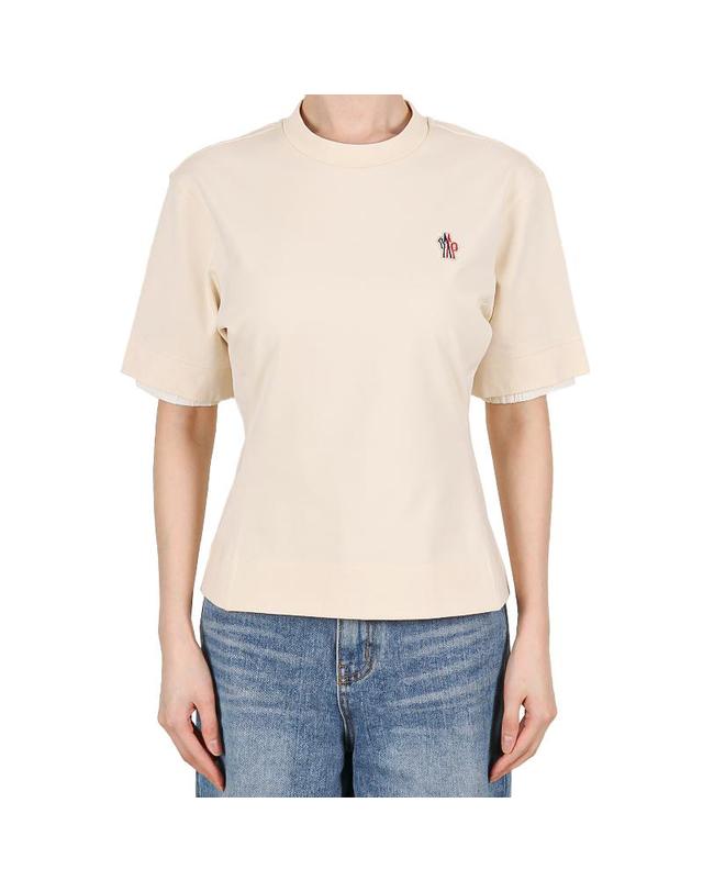 몽클레르 몽클레어 26SS 여성 로고 반팔티 아이보리 8C00009 89AW1 034 착용컷