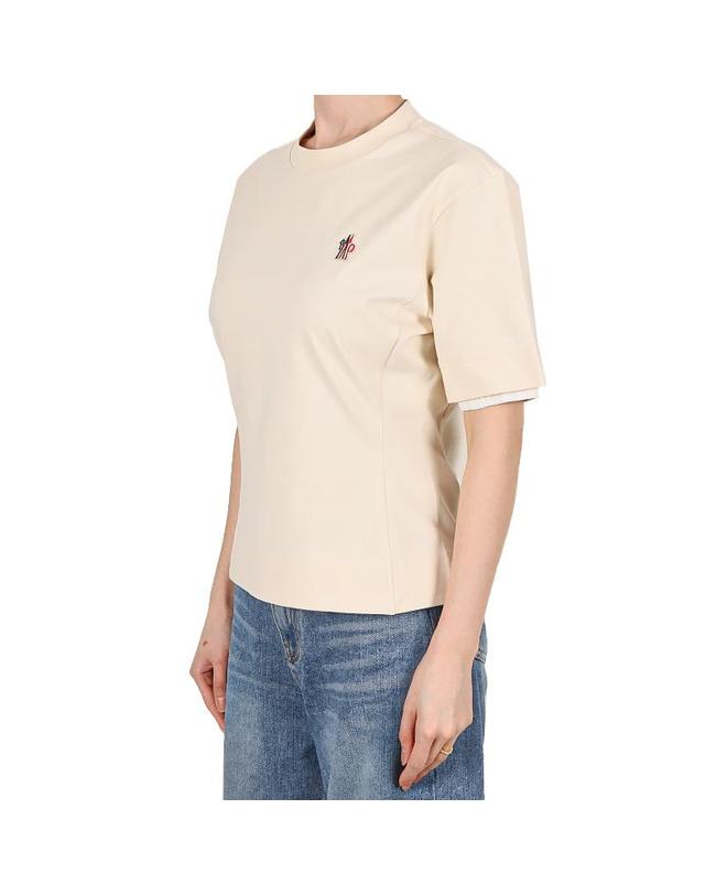 몽클레르 몽클레어 26SS 여성 로고 반팔티 아이보리 8C00009 89AW1 034 착용컷