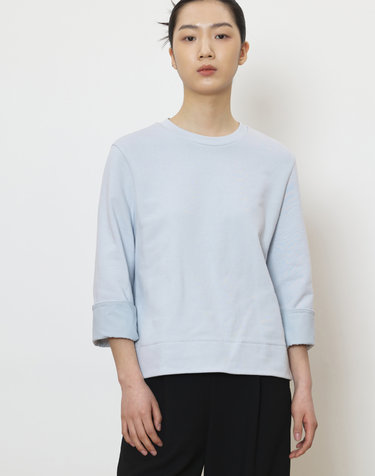 Cotton cuff sweat top skyblue