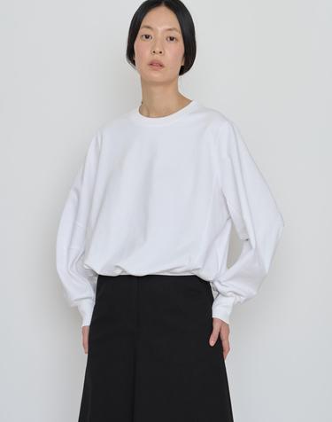 Volume cut sweat top off white