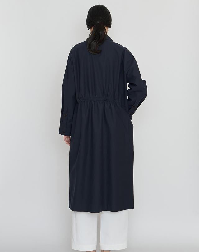 마누엘에기욤 Back shirring light coat navy 착용컷