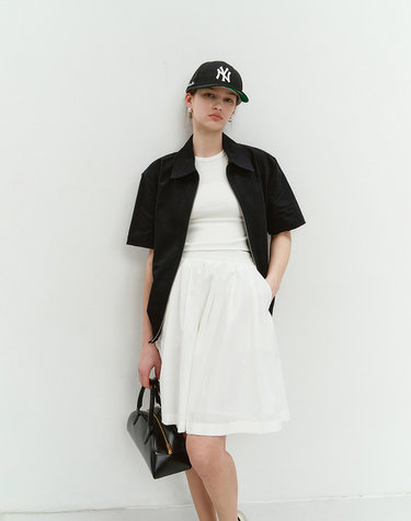 COLLARED ZIP-UP SHIRT BLACK_UDSH4B321BK