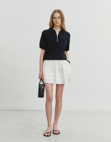 COLLARED HALF ZIP-UP KNIT FRENCH NAVY_UDSW4B121N2