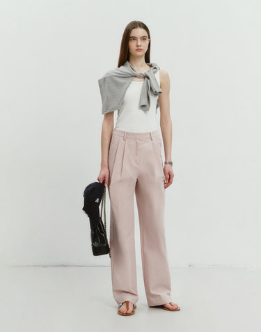 SUMMER SEMI-WIDE SLACKS SOFT PINK_UDPA4B226P1