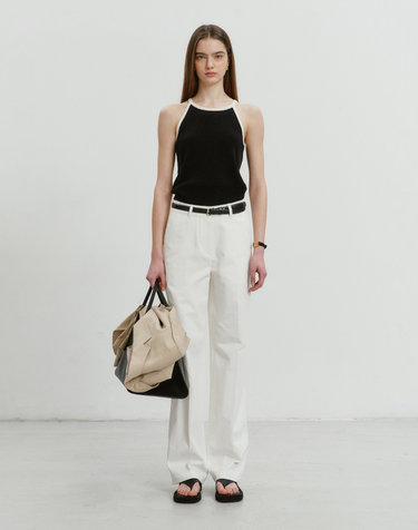 HALTERNECK SLEEVELESS KNIT TOP BLACK / CREAM_UDSW4B222BK