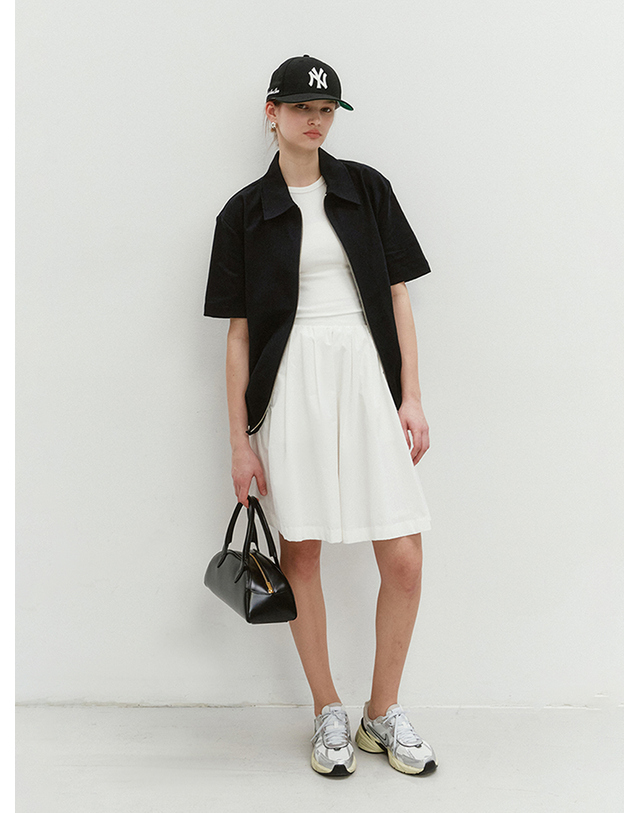 던스트 COLLARED ZIP-UP SHIRT BLACK_UDSH4B321BK 블랙 착용컷