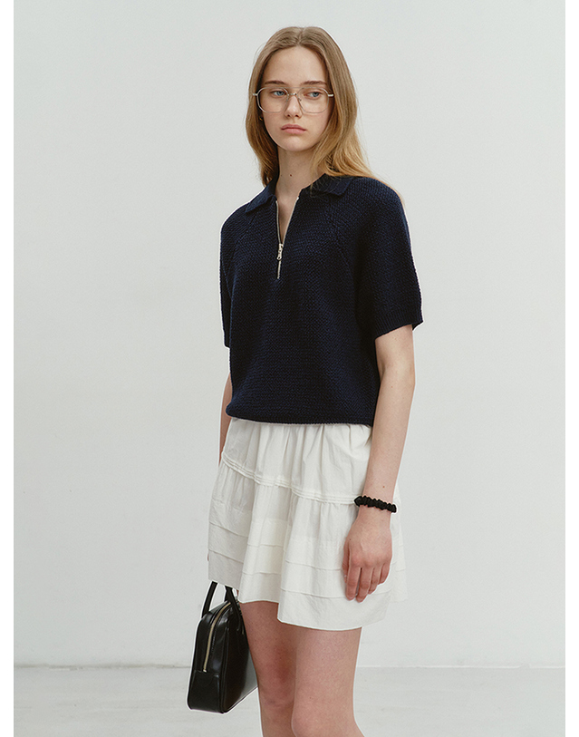 던스트 COLLARED HALF ZIP-UP KNIT FRENCH NAVY_UDSW4B121N2 네이비 착용컷