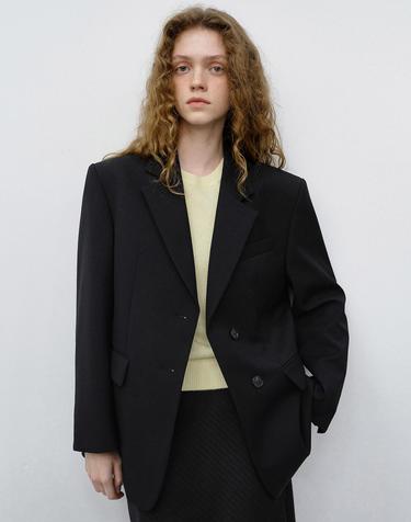 ESSENTIAL 2 BUTTON WOOL BLAZER BLACK_UDJA6C202BK