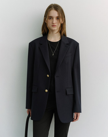 UNISEX 2 BUTTON WOOL BLAZER NAVY_UDJA6A102N2