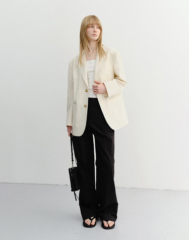 UNISEX CLASSIC LINEN JACKET CREAM_UDJA6B121CR