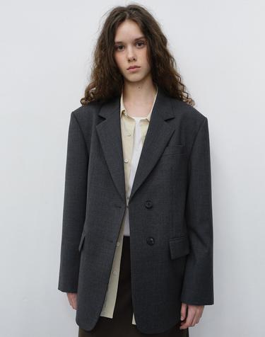 ESSENTIAL 2 BUTTON WOOL BLAZER MELANGE GREY_UDJA6C202G2