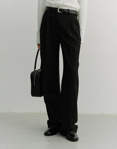 DOUBLE PLEATED SLACKS BLACK_UDPA6A204BK
