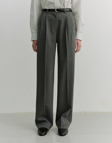 DOUBLE PLEATED SLACKS MELANGE GREY_UDPA6A204G2
