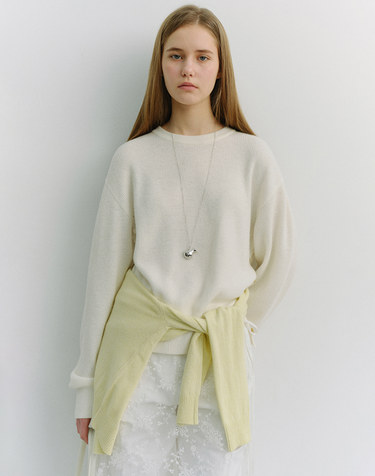 UNISEX BUTTONED CREWNECK SWEATER IVORY_UDSW6A107I1