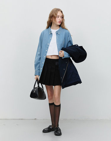 MINI PLEATS SKIRT BLACK_UDSK5A208BK