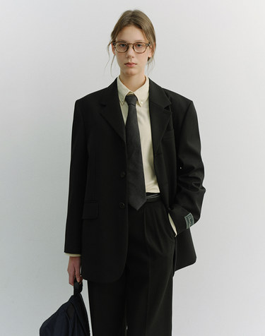 UNISEX 3 BUTTON WOOL BLAZER BLACK_UDJA6A103BK