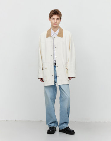 UNISEX VINTAGE HALF WORK JACKET CREAM_M_UDJU5A109CR