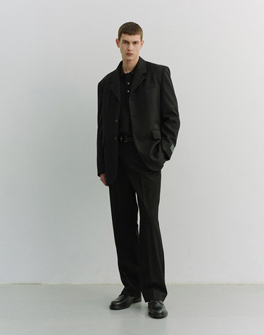 UNISEX 3 BUTTON WOOL BLAZER BLACK_M_UDJA6A103BK