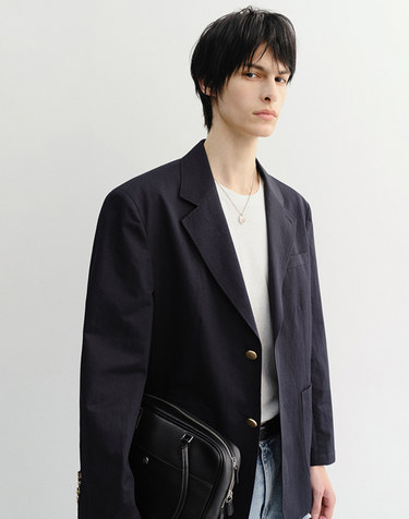 UNISEX CLASSIC LINEN JACKET NAVY_M_UDJA6B121N2