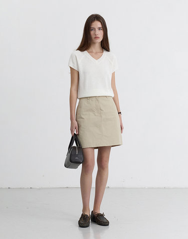 A-LINE MINI SKIRT LIGHT CREAM BEIGE_UDSK5B227I1