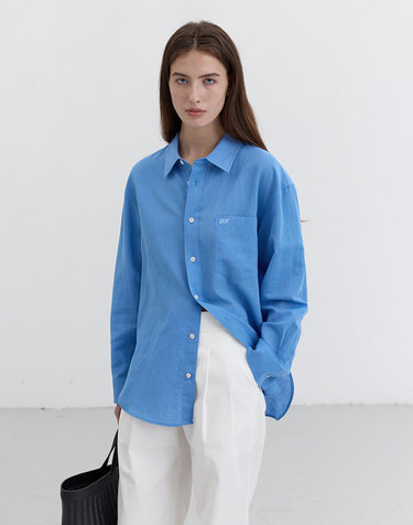 UNISEX CLASSIC LINEN SHIRT BLUE_UDSH5B125B2