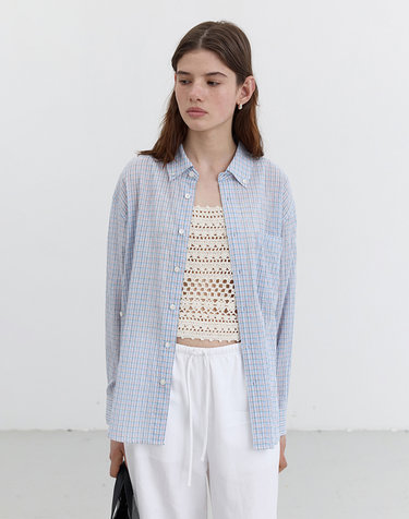 UNISEX CLASSIC CHECK OVERSHIRT SOFT BLUE CHECK_UDSH5B124B1