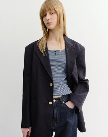 UNISEX CLASSIC LINEN JACKET NAVY_UDJA6B121N2