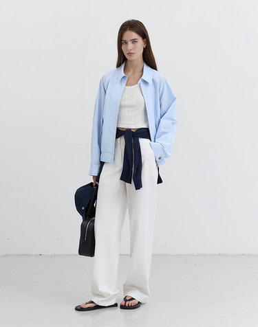 UNISEX SUMMER HARRINGTON JACKET SOFT BLUE STRIPE_UDJU5B122B1
