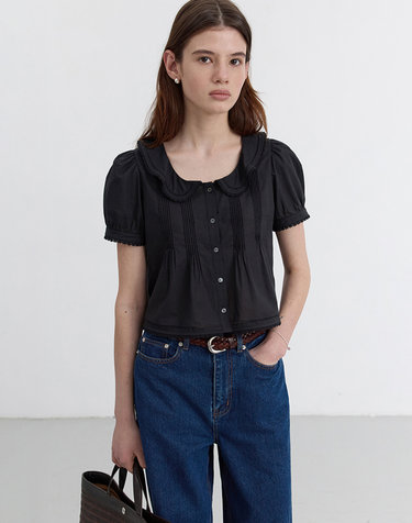 FRILL COLLARED BLOUSE BLACK_UDBL5B225BK